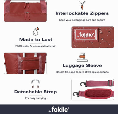 Foldable Travel Bag for Women - 40L Weekender Bag with Multiple Pockets - Carry On Expendable Travel Bag