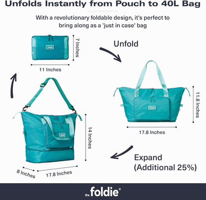 Foldable Travel Bag for Women - 40L Weekender Bag with Multiple Pockets - Carry On Expendable Travel Bag