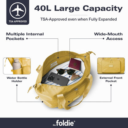 Foldable Travel Bag for Women - 40L Weekender Bag with Multiple Pockets - Carry On Expendable Travel Bag