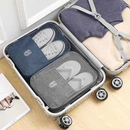 Shoe Bags - Portable Waterproof Organizer, Holds 3-4 Pairs | Travel Essentials, Carry On, Handle, Zipped, Oxford Cloth, Durable, Three Layers Storage Pouch, Travel Shoe Bags for Suitcase