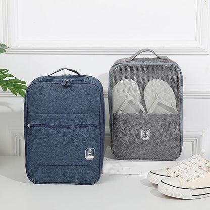 Shoe Bags - Portable Waterproof Organizer, Holds 3-4 Pairs | Travel Essentials, Carry On, Handle, Zipped, Oxford Cloth, Durable, Three Layers Storage Pouch, Travel Shoe Bags for Suitcase
