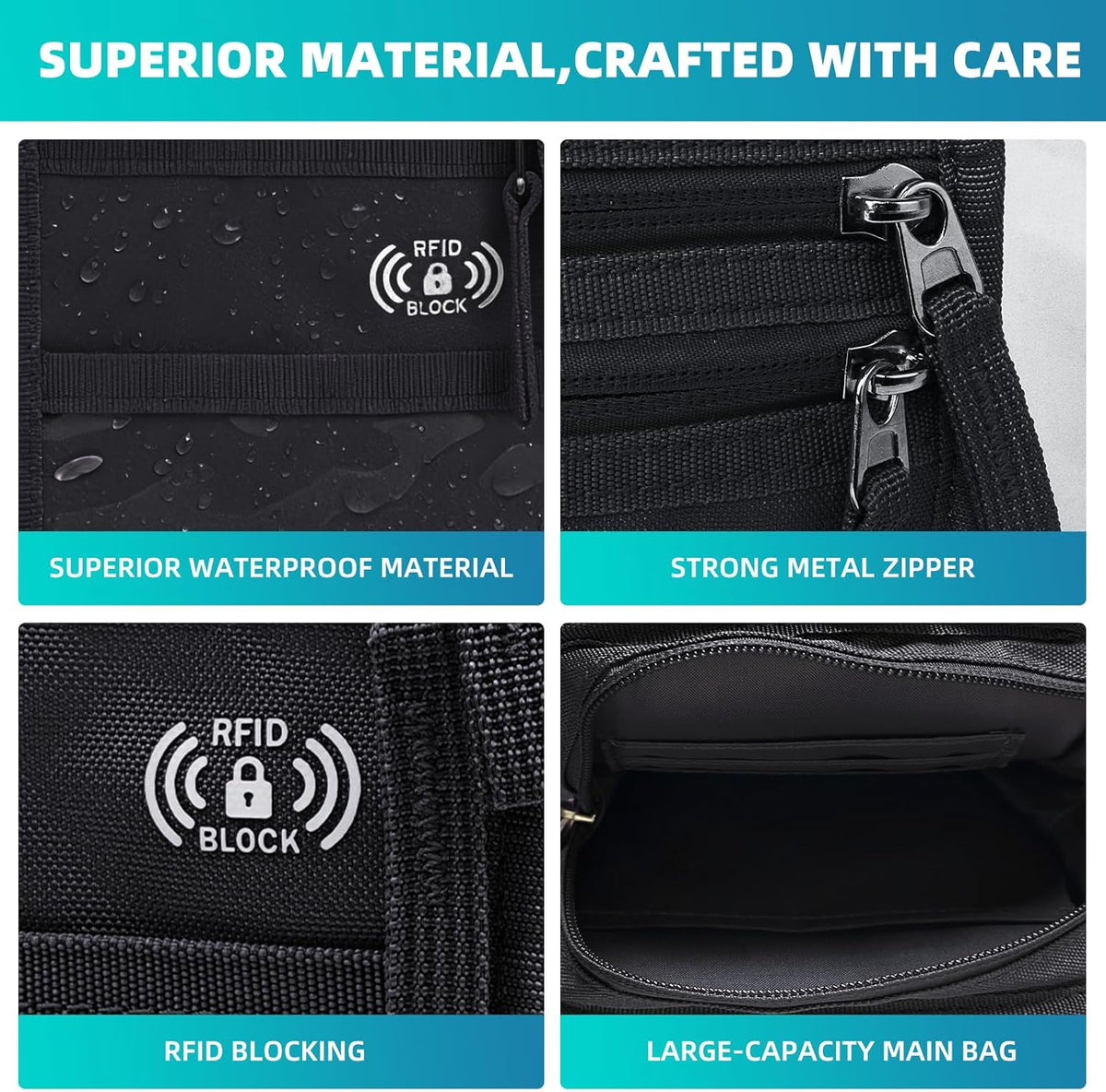 RFID Neck Wallet for Travel, Passport Holder, Money Pouch