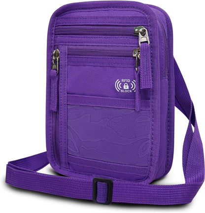RFID Neck Wallet for Travel, Passport Holder, Money Pouch