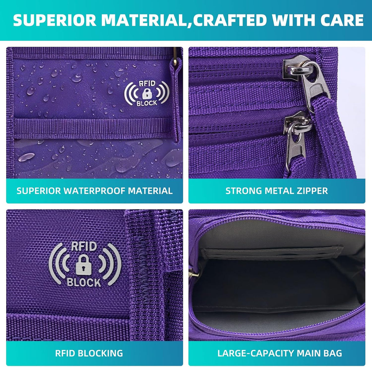 RFID Neck Wallet for Travel, Passport Holder, Money Pouch