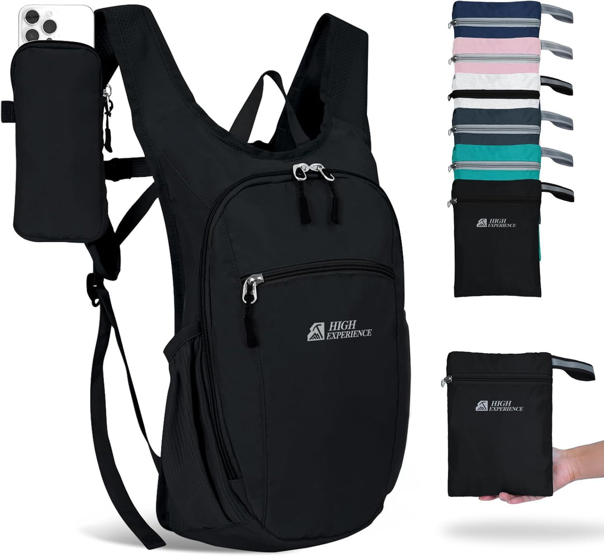 Hiking Backpack 10L/15L Small Daypack Lightweight Packable Travel Foldable Water Resistan for Women Men (White, 10L)