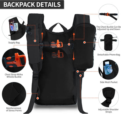 Hiking Backpack 10L/15L Small Daypack Lightweight Packable Travel Foldable Water Resistan for Women Men (White, 10L)