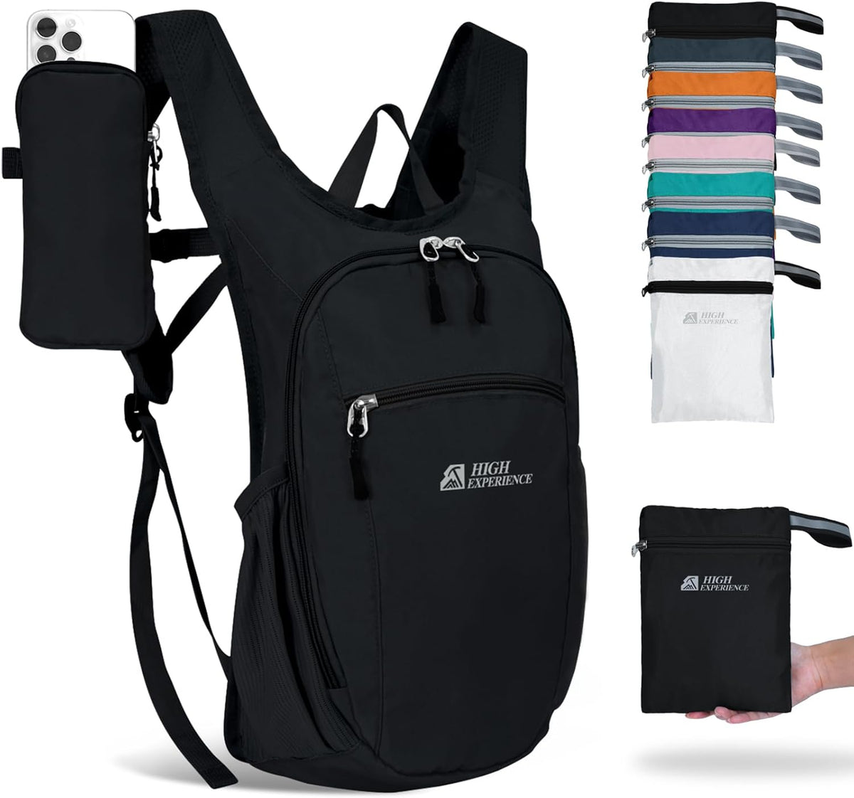 Hiking Backpack 10L/15L Small Daypack Lightweight Packable Travel Foldable Water Resistan for Women Men (White, 10L)