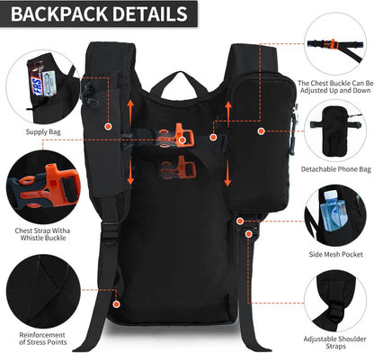 Hiking Backpack 10L/15L Small Daypack Lightweight Packable Travel Foldable Water Resistan for Women Men (White, 10L)