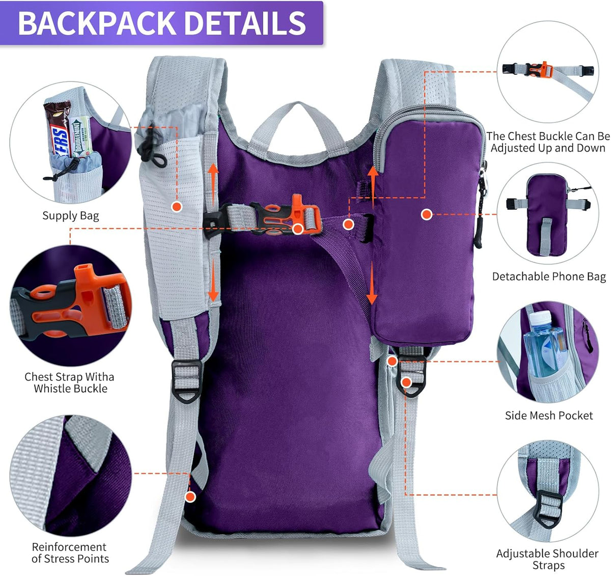 Hiking Backpack 10L/15L Small Daypack Lightweight Packable Travel Foldable Water Resistan for Women Men (White, 10L)
