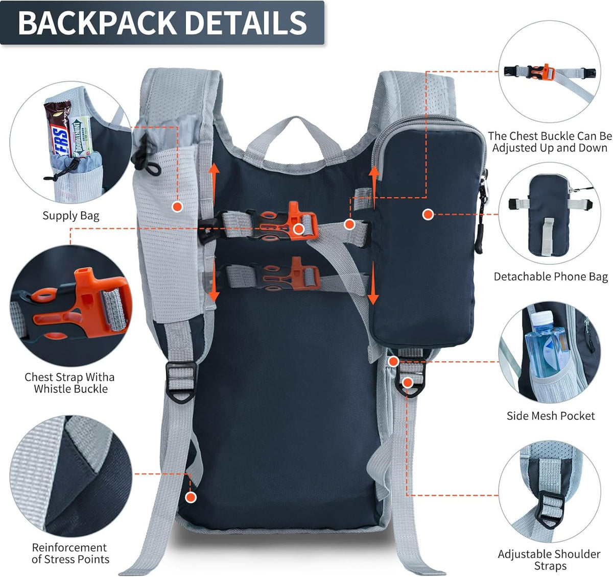 Hiking Backpack 10L/15L Small Daypack Lightweight Packable Travel Foldable Water Resistan for Women Men (White, 10L)