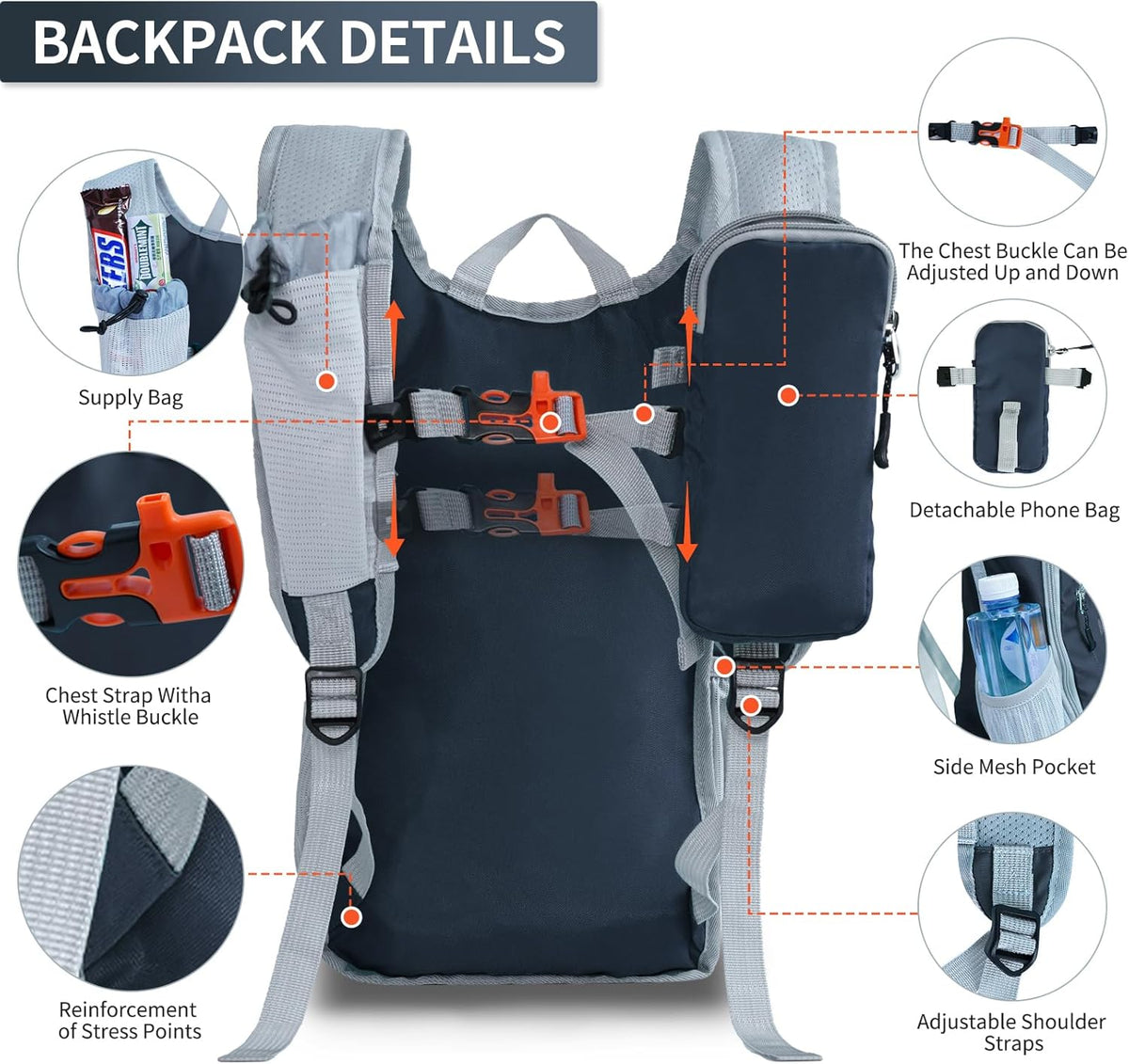 Hiking Backpack 10L/15L Small Daypack Lightweight Packable Travel Foldable Water Resistan for Women Men (White, 10L)