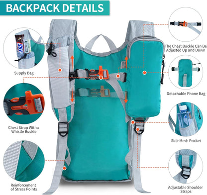 Hiking Backpack 10L/15L Small Daypack Lightweight Packable Travel Foldable Water Resistan for Women Men (White, 10L)