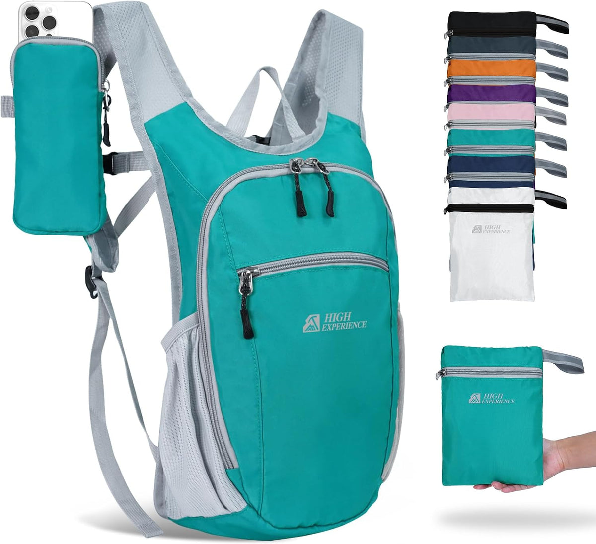 Hiking Backpack 10L/15L Small Daypack Lightweight Packable Travel Foldable Water Resistan for Women Men (White, 10L)