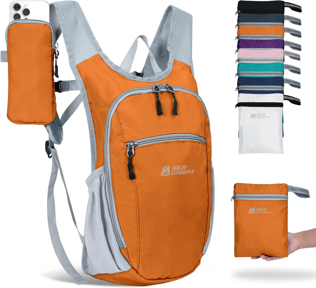 Hiking Backpack 10L/15L Small Daypack Lightweight Packable Travel Foldable Water Resistan for Women Men (White, 10L)