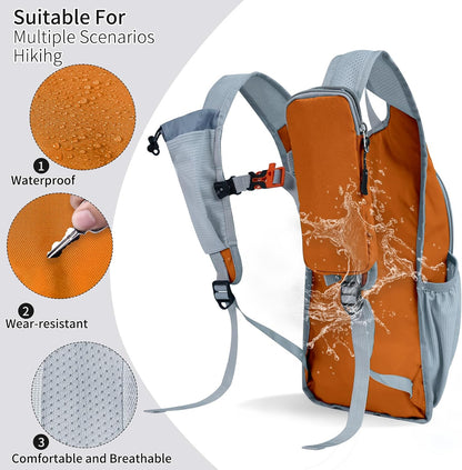 Hiking Backpack 10L/15L Small Daypack Lightweight Packable Travel Foldable Water Resistan for Women Men (White, 10L)