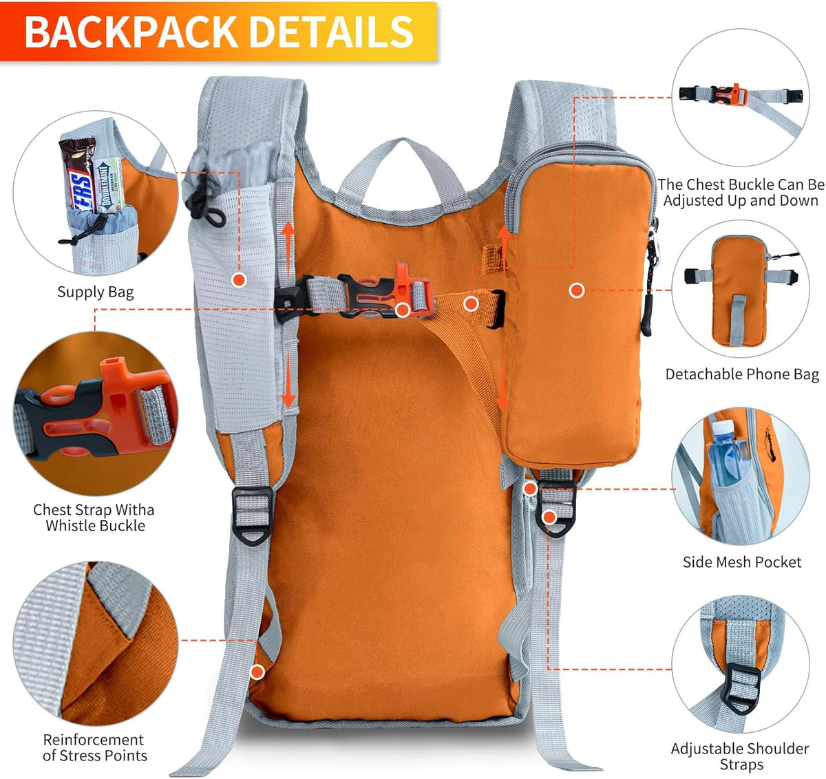 Hiking Backpack 10L/15L Small Daypack Lightweight Packable Travel Foldable Water Resistan for Women Men (White, 10L)