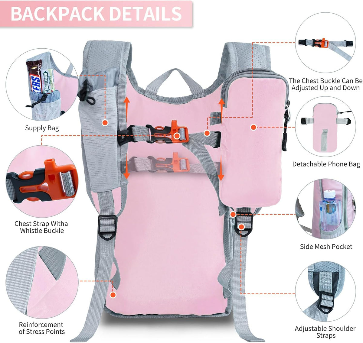 Hiking Backpack 10L/15L Small Daypack Lightweight Packable Travel Foldable Water Resistan for Women Men (White, 10L)