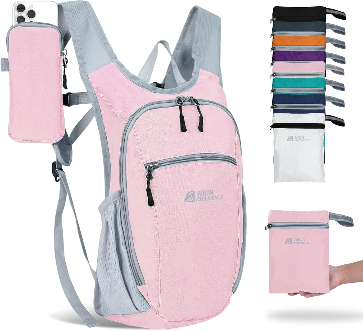 Hiking Backpack 10L/15L Small Daypack Lightweight Packable Travel Foldable Water Resistan for Women Men (White, 10L)