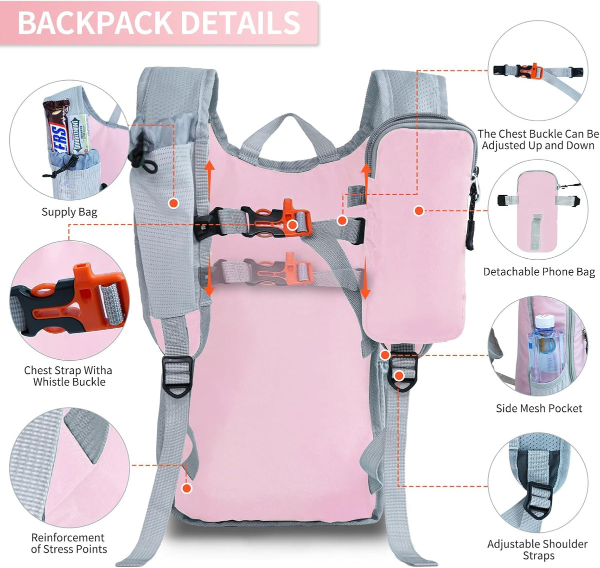 Hiking Backpack 10L/15L Small Daypack Lightweight Packable Travel Foldable Water Resistan for Women Men (White, 10L)