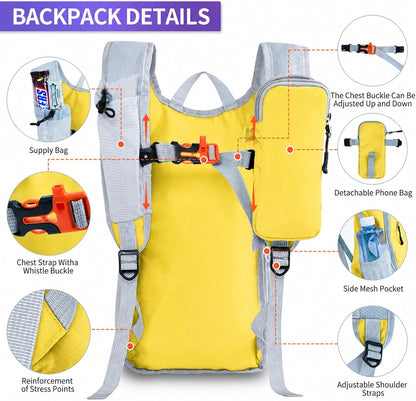 Hiking Backpack 10L/15L Small Daypack Lightweight Packable Travel Foldable Water Resistan for Women Men (White, 10L)
