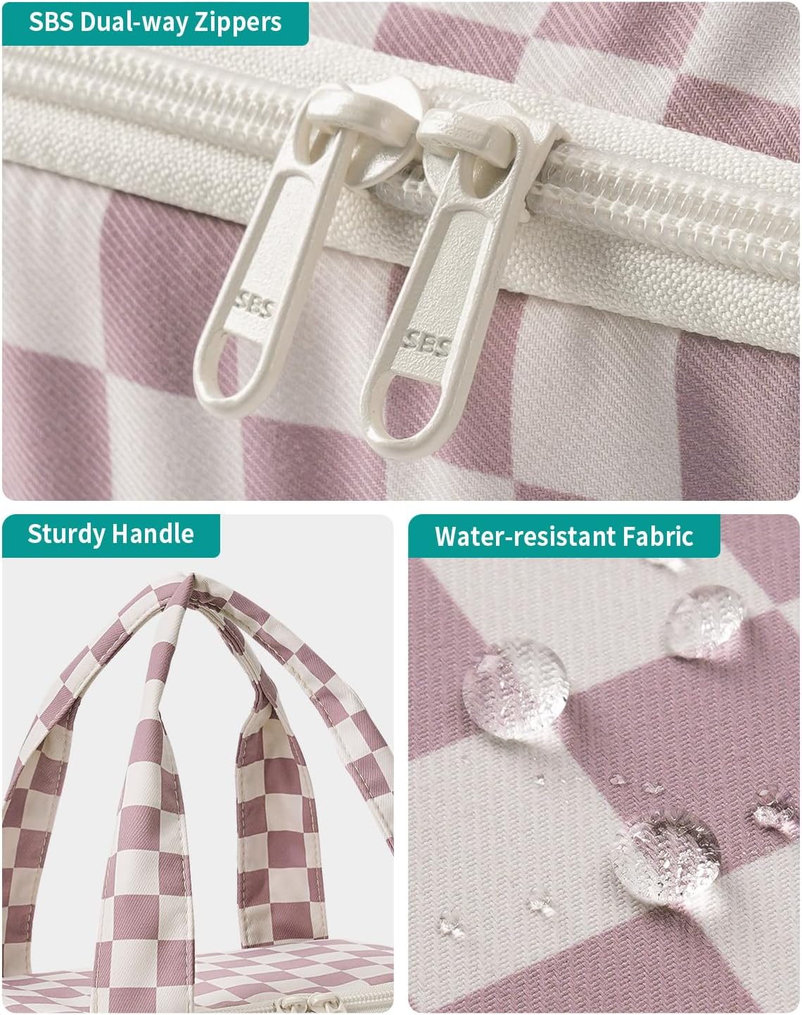 Striped Travel Toiletry Bag for Women Large Makeup Bag, Wide-open Cosmetic Make Up Organizer with Handle, Travel Bag for Toiletries, Essentials, Accessories (Mint Green Stripe)