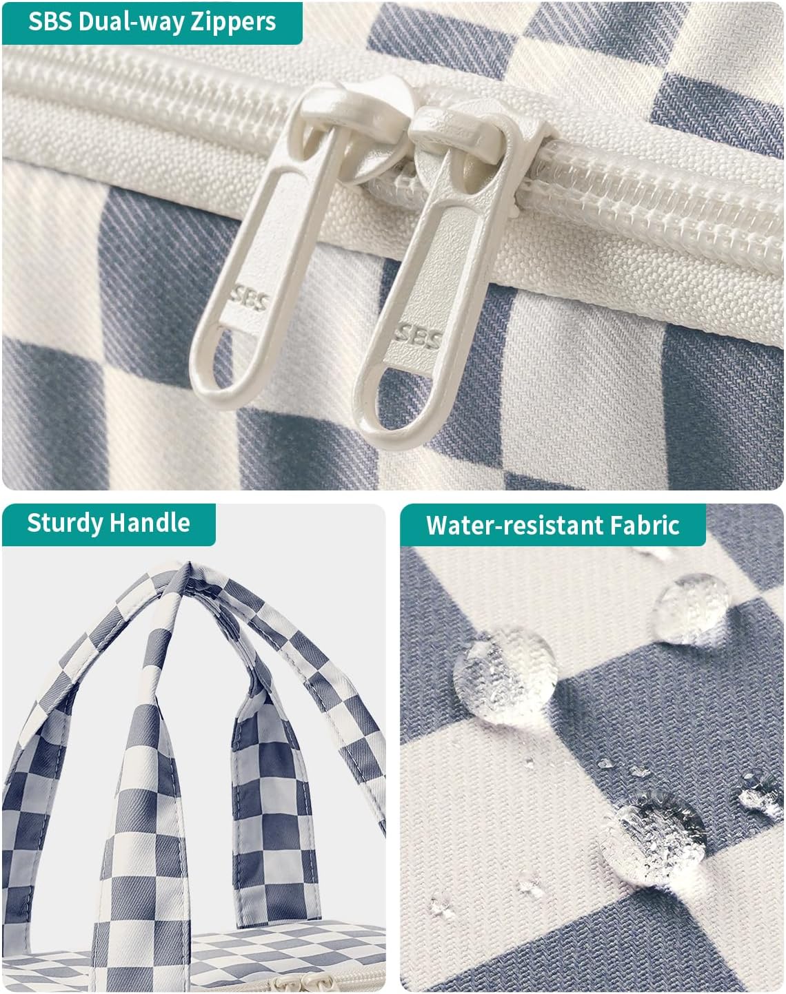 Striped Travel Toiletry Bag for Women Large Makeup Bag, Wide-open Cosmetic Make Up Organizer with Handle, Travel Bag for Toiletries, Essentials, Accessories (Mint Green Stripe)