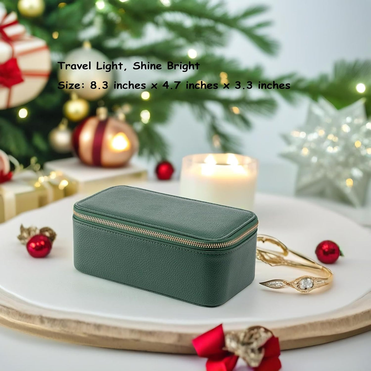 Travel Jewelry Box Organizer – Portable PU Leather Jewelry Case with 6/8/12 Zippered Pouches, Compact Storage for Earrings Rings Necklaces Bracelets, Aqua Blue
