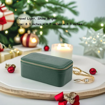 Travel Jewelry Box Organizer – Portable PU Leather Jewelry Case with 6/8/12 Zippered Pouches, Compact Storage for Earrings Rings Necklaces Bracelets, Aqua Blue