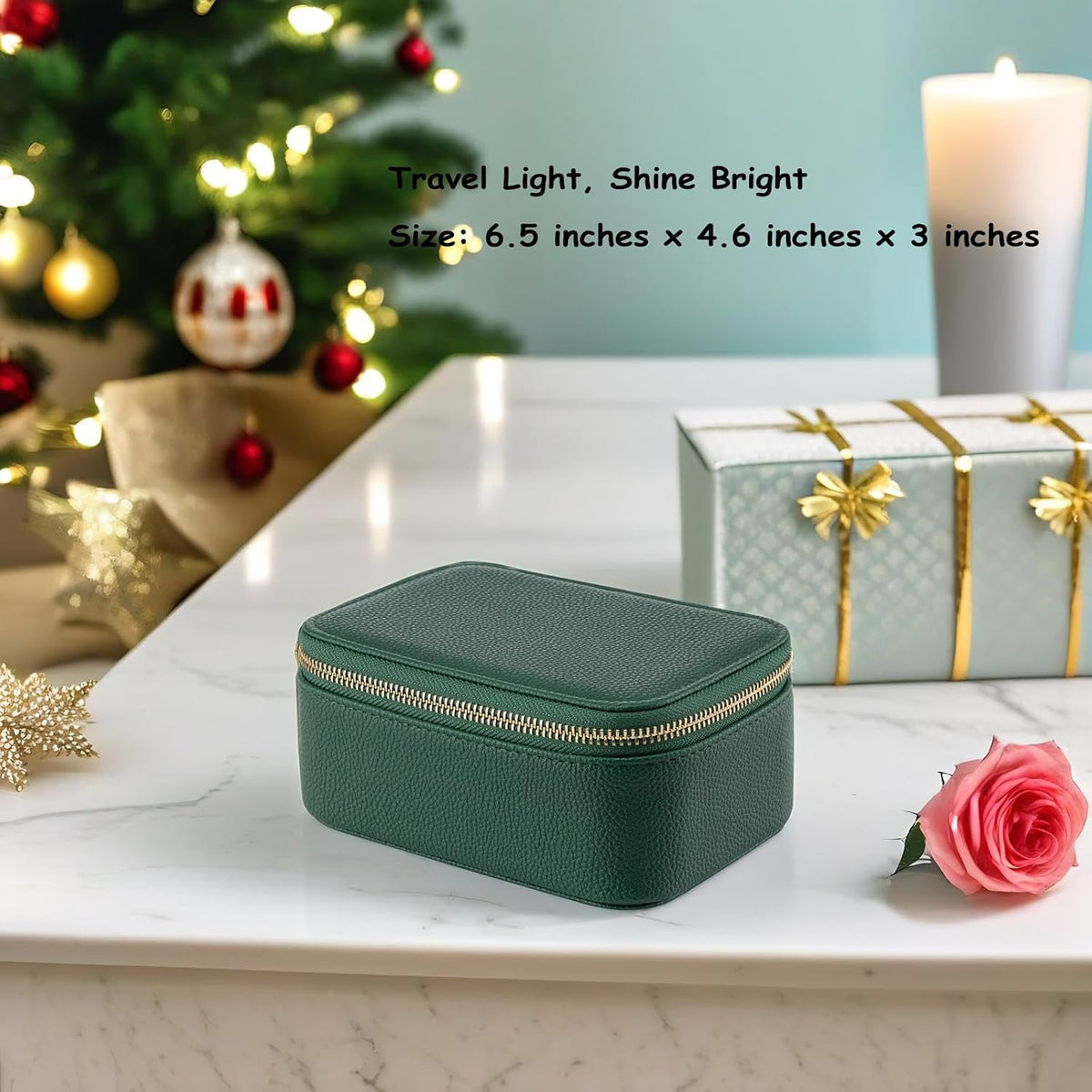 Travel Jewelry Box Organizer – Portable PU Leather Jewelry Case with 6/8/12 Zippered Pouches, Compact Storage for Earrings Rings Necklaces Bracelets, Aqua Blue