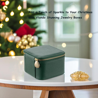 Travel Jewelry Box Organizer – Portable PU Leather Jewelry Case with 6/8/12 Zippered Pouches, Compact Storage for Earrings Rings Necklaces Bracelets, Aqua Blue