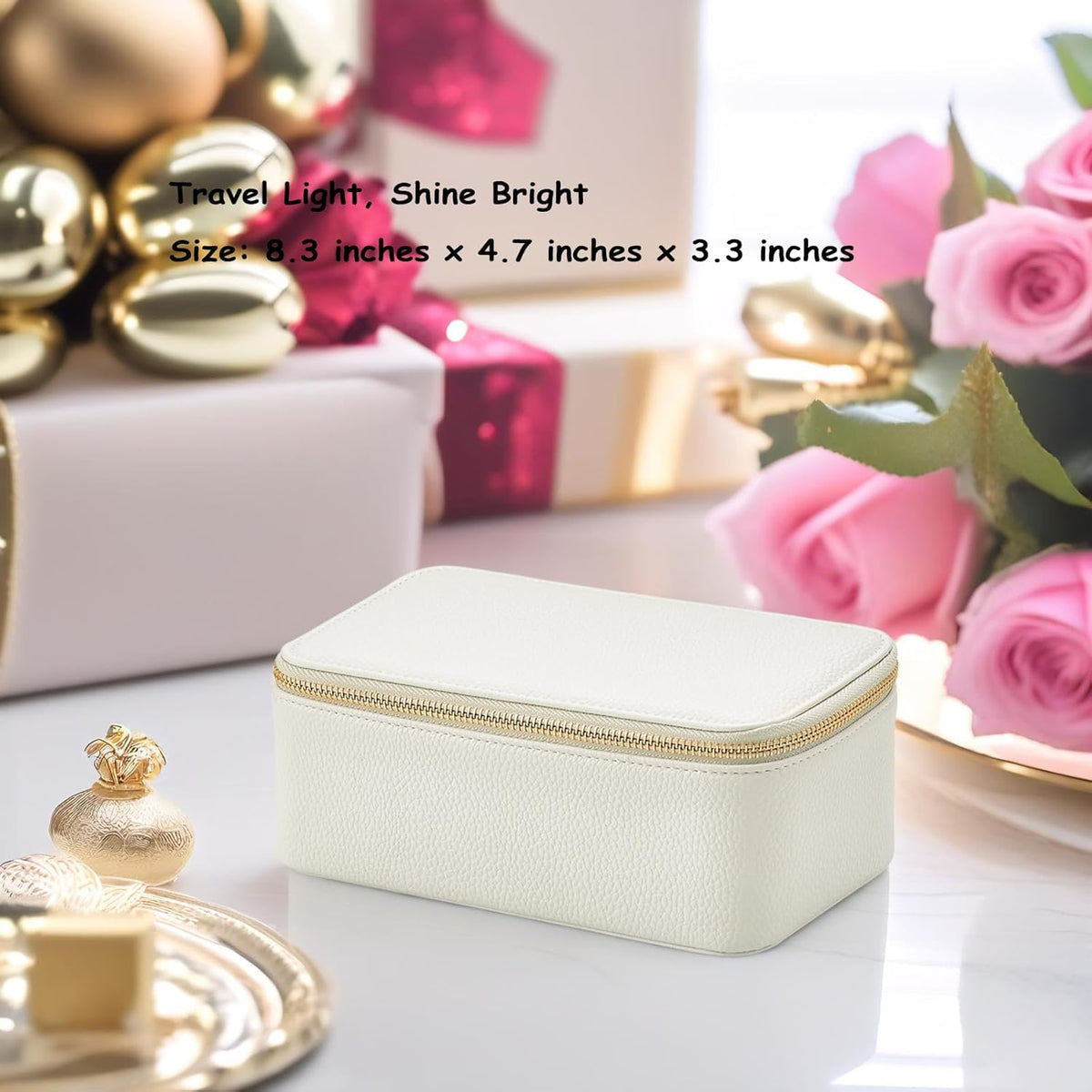 Travel Jewelry Box Organizer – Portable PU Leather Jewelry Case with 6/8/12 Zippered Pouches, Compact Storage for Earrings Rings Necklaces Bracelets, Aqua Blue