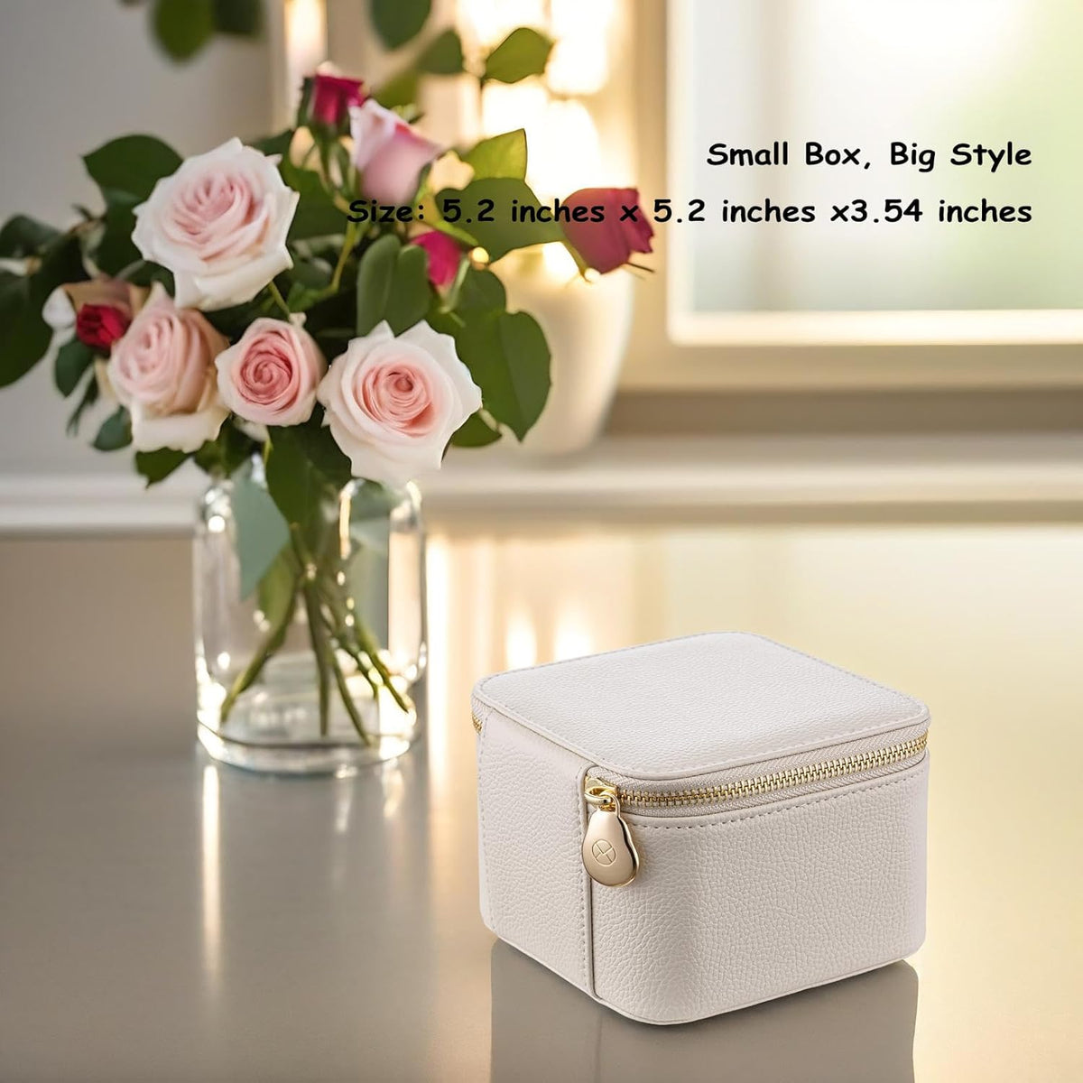 Travel Jewelry Box Organizer – Portable PU Leather Jewelry Case with 6/8/12 Zippered Pouches, Compact Storage for Earrings Rings Necklaces Bracelets, Aqua Blue
