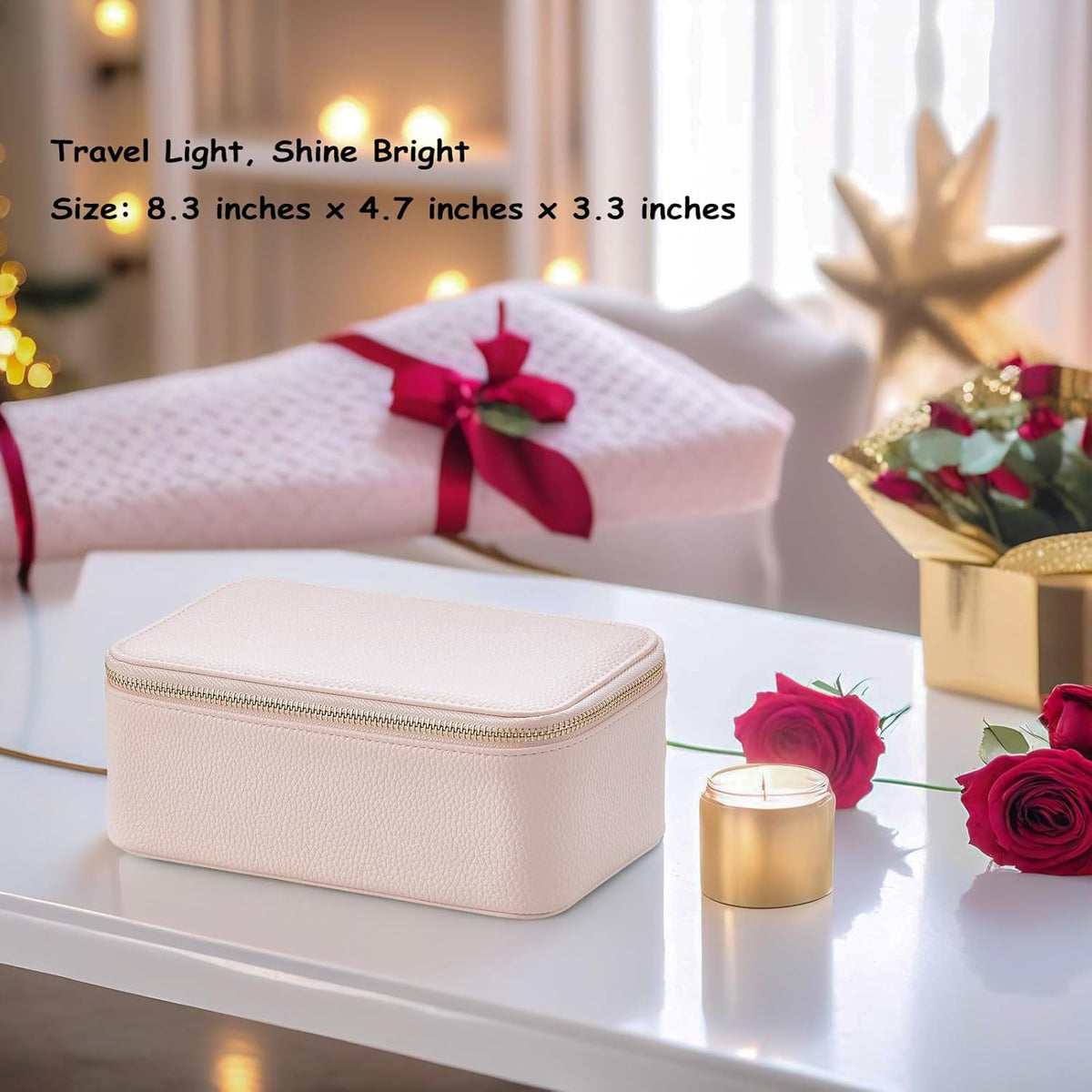 Travel Jewelry Box Organizer – Portable PU Leather Jewelry Case with 6/8/12 Zippered Pouches, Compact Storage for Earrings Rings Necklaces Bracelets, Aqua Blue