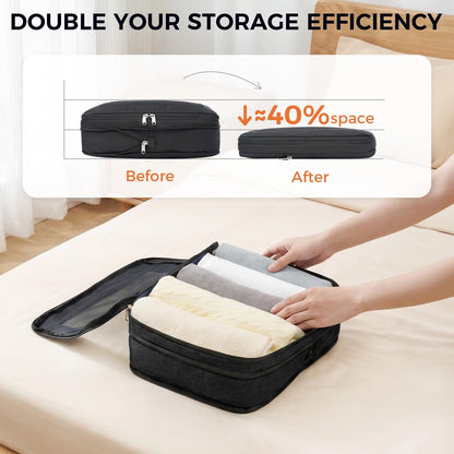 8 Set Compression Packing Cubes, Durable & Wear-resistant Expandable Luggage Organizer Bags for Travel Accessories (Black)