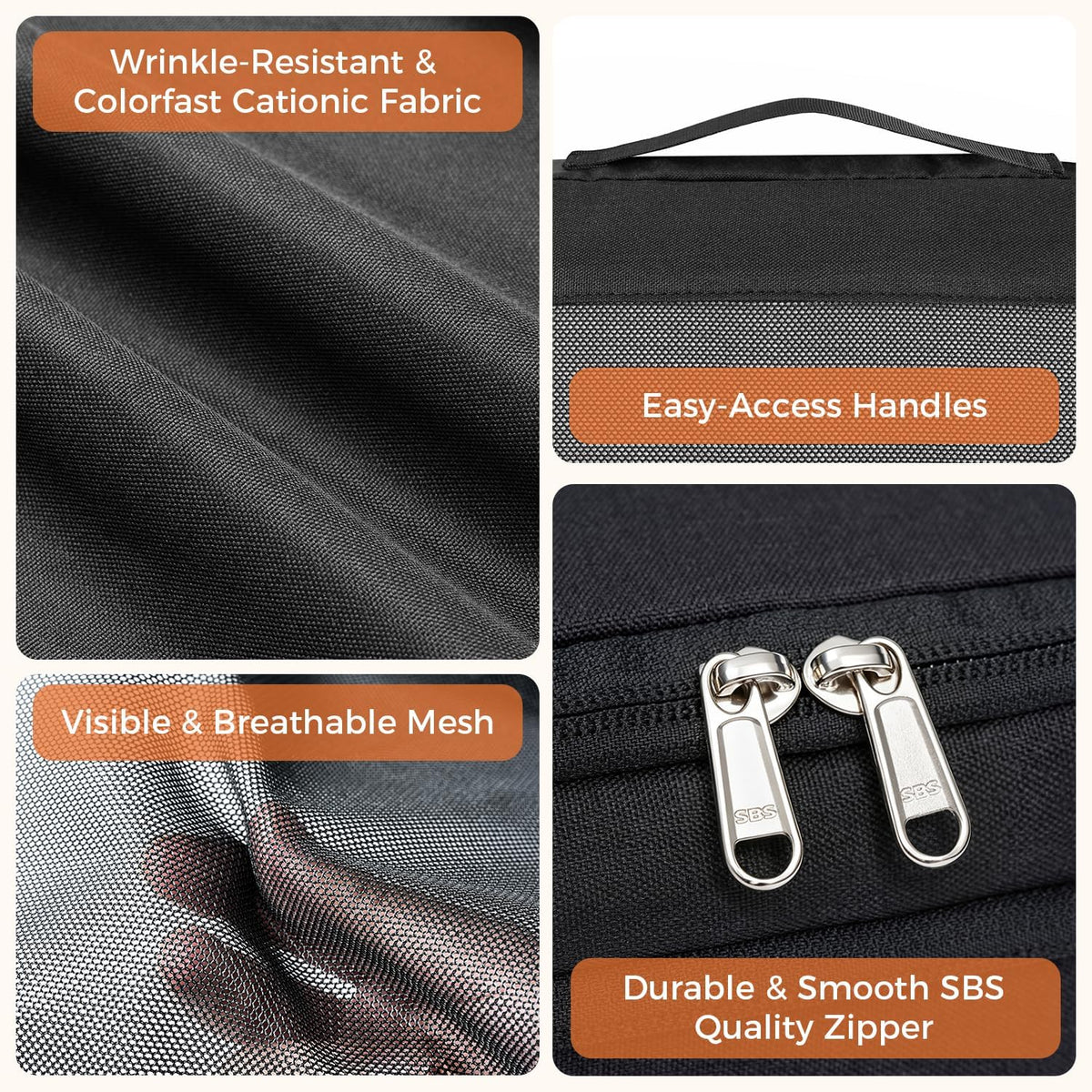 8 Set Compression Packing Cubes, Durable & Wear-resistant Expandable Luggage Organizer Bags for Travel Accessories (Black)