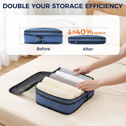 8 Set Compression Packing Cubes, Durable & Wear-resistant Expandable Luggage Organizer Bags for Travel Accessories (Black)