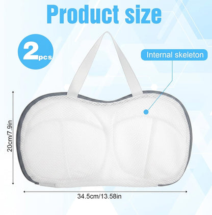 2 Pack Bra Washing Bags for Laundry, Reusable Washable Bra Laundry Bag with Handle, Non-Deform Mesh Wash Bag for Washing Machine Storage Travel