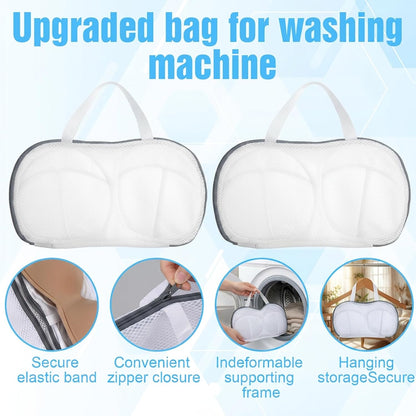 2 Pack Bra Washing Bags for Laundry, Reusable Washable Bra Laundry Bag with Handle, Non-Deform Mesh Wash Bag for Washing Machine Storage Travel