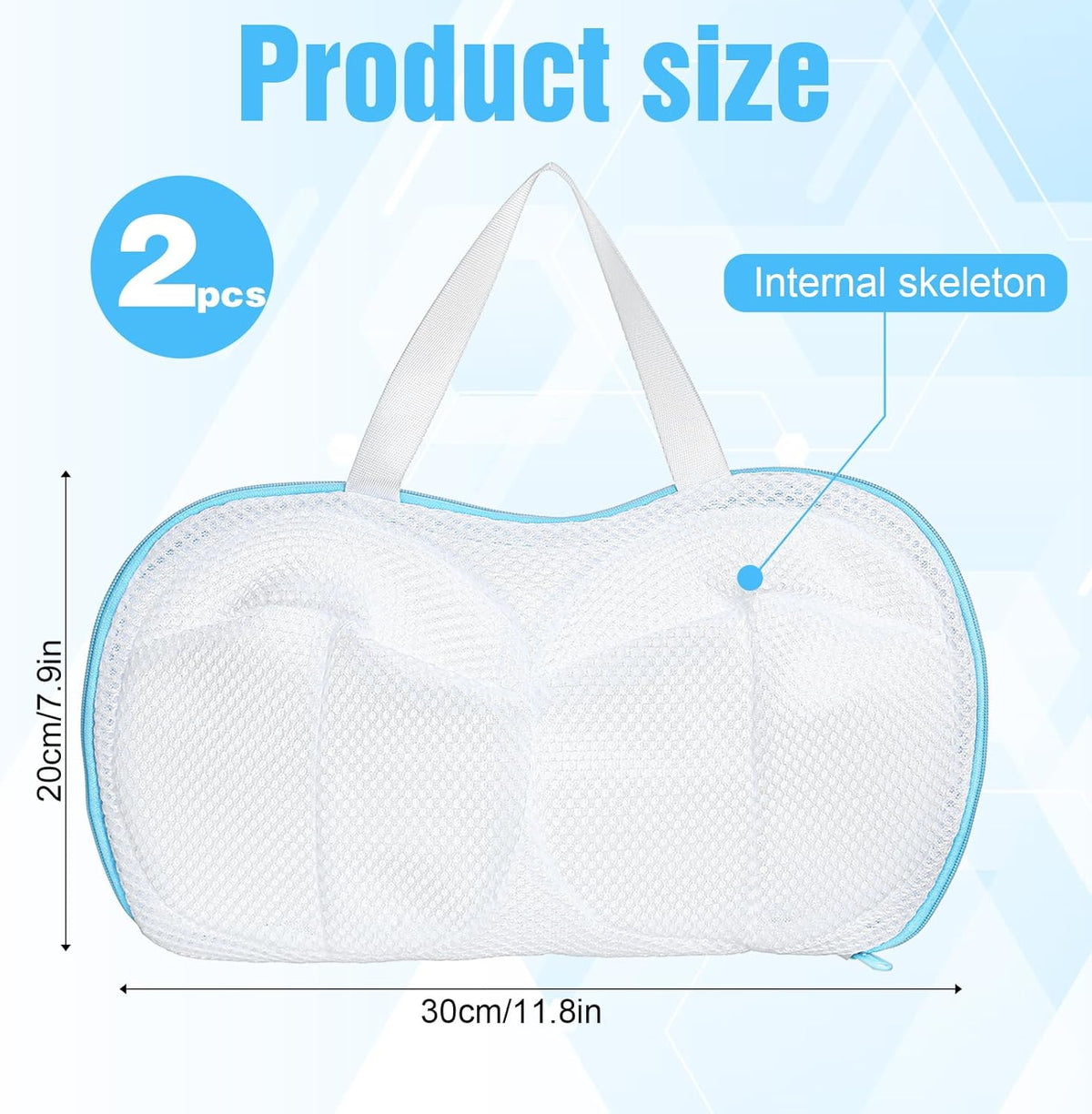 2 Pack Bra Washing Bags for Laundry, Reusable Washable Bra Laundry Bag with Handle, Non-Deform Mesh Wash Bag for Washing Machine Storage Travel