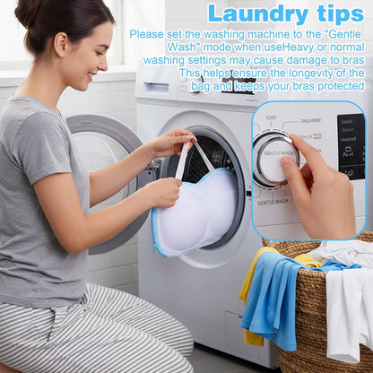 2 Pack Bra Washing Bags for Laundry, Reusable Washable Bra Laundry Bag with Handle, Non-Deform Mesh Wash Bag for Washing Machine Storage Travel