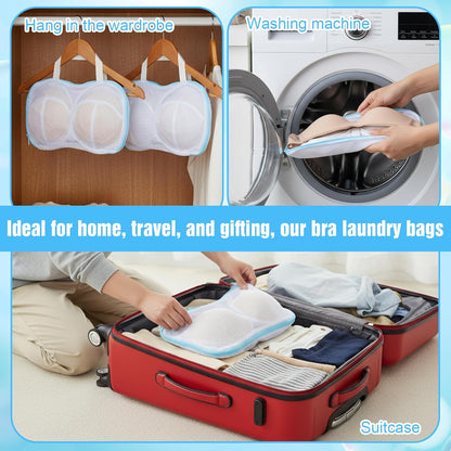 2 Pack Bra Washing Bags for Laundry, Reusable Washable Bra Laundry Bag with Handle, Non-Deform Mesh Wash Bag for Washing Machine Storage Travel