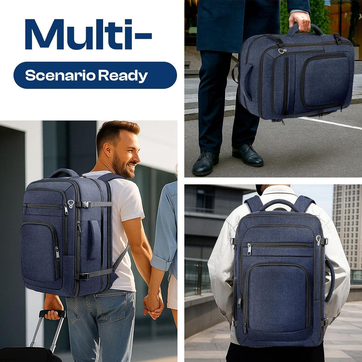 Roomy Travel Backpack, Expandable 40L-50L Carry On Backpack For 17.3" Laptop,TSA Flight Approved Business Travel Backpack w/ Multiple Organizer Pockets for Work,Overnight Trip,College &Daily Commuting
