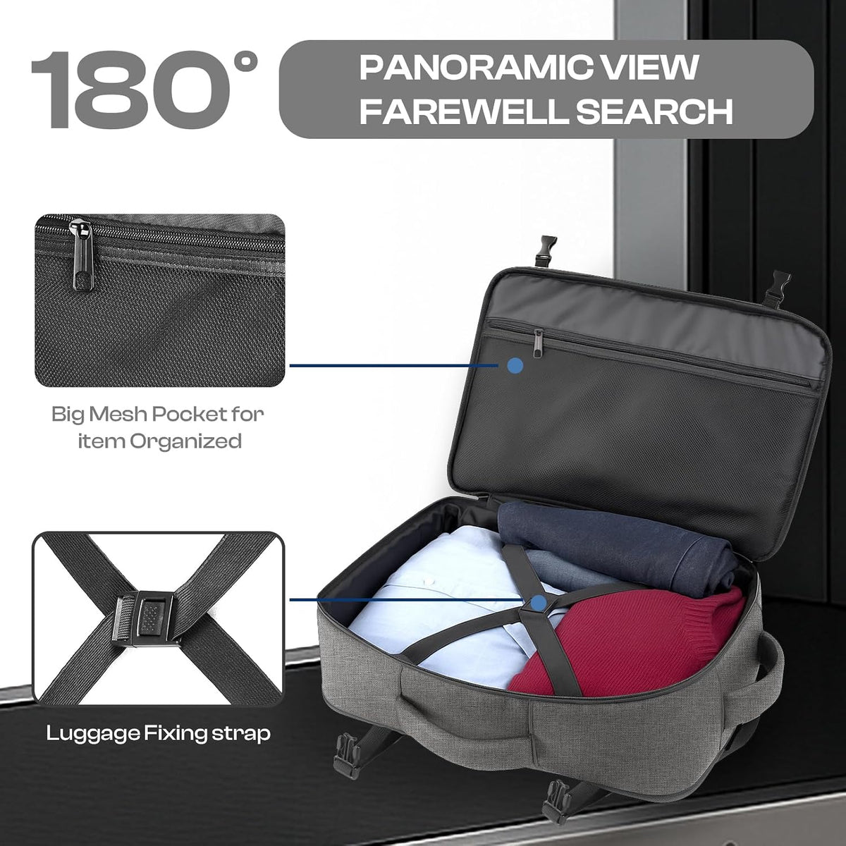 Roomy Travel Backpack, Expandable 40L-50L Carry On Backpack For 17.3" Laptop,TSA Flight Approved Business Travel Backpack w/ Multiple Organizer Pockets for Work,Overnight Trip,College &Daily Commuting