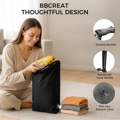 Travel Compression Laundry Bag, Pump-Free Vacuum Space Saver Bag for Dirty Clothes, Reusable Waterproof Wet Dry Bag, Travel Laundry Bag for Luggage, Packing, Suitcase (1 Pcs)(Gray, L)