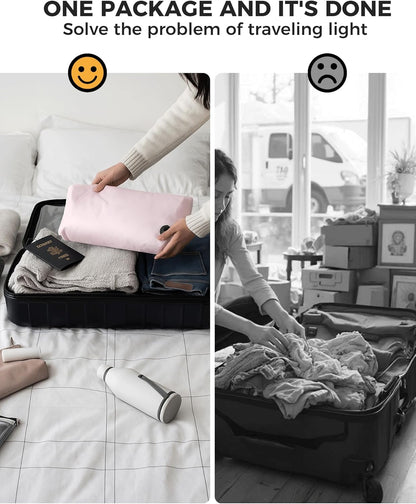 Travel Compression Laundry Bag, Pump-Free Vacuum Space Saver Bag for Dirty Clothes, Reusable Waterproof Wet Dry Bag, Travel Laundry Bag for Luggage, Packing, Suitcase (1 Pcs)(Gray, L)