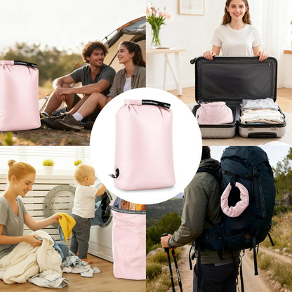 Travel Compression Laundry Bag, Pump-Free Vacuum Space Saver Bag for Dirty Clothes, Reusable Waterproof Wet Dry Bag, Travel Laundry Bag for Luggage, Packing, Suitcase (1 Pcs)(Gray, L)