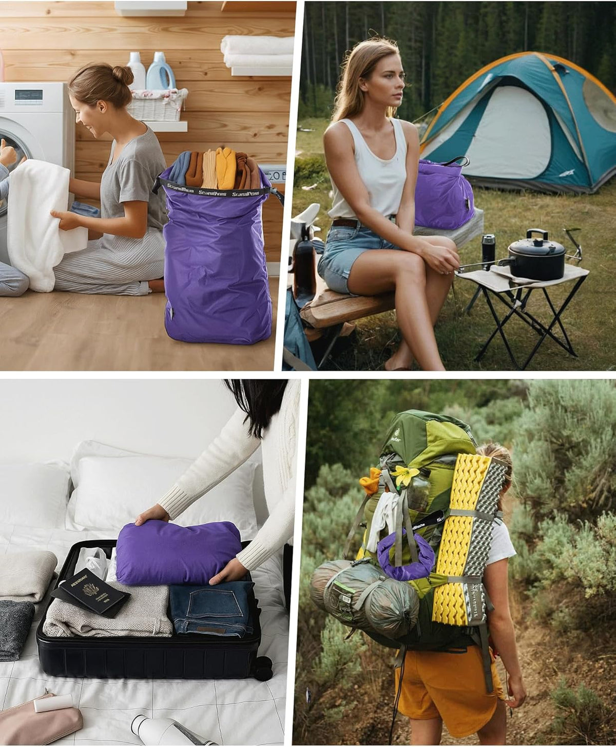 Travel Compression Laundry Bag, Pump-Free Vacuum Space Saver Bag for Dirty Clothes, Reusable Waterproof Wet Dry Bag, Travel Laundry Bag for Luggage, Packing, Suitcase (1 Pcs)(Gray, L)
