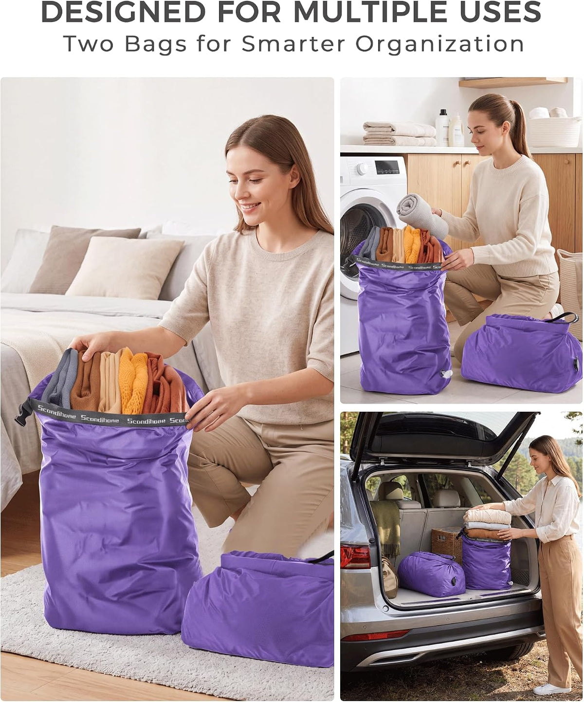 Travel Compression Laundry Bag, Pump-Free Vacuum Space Saver Bag for Dirty Clothes, Reusable Waterproof Wet Dry Bag, Travel Laundry Bag for Luggage, Packing, Suitcase (1 Pcs)(Gray, L)