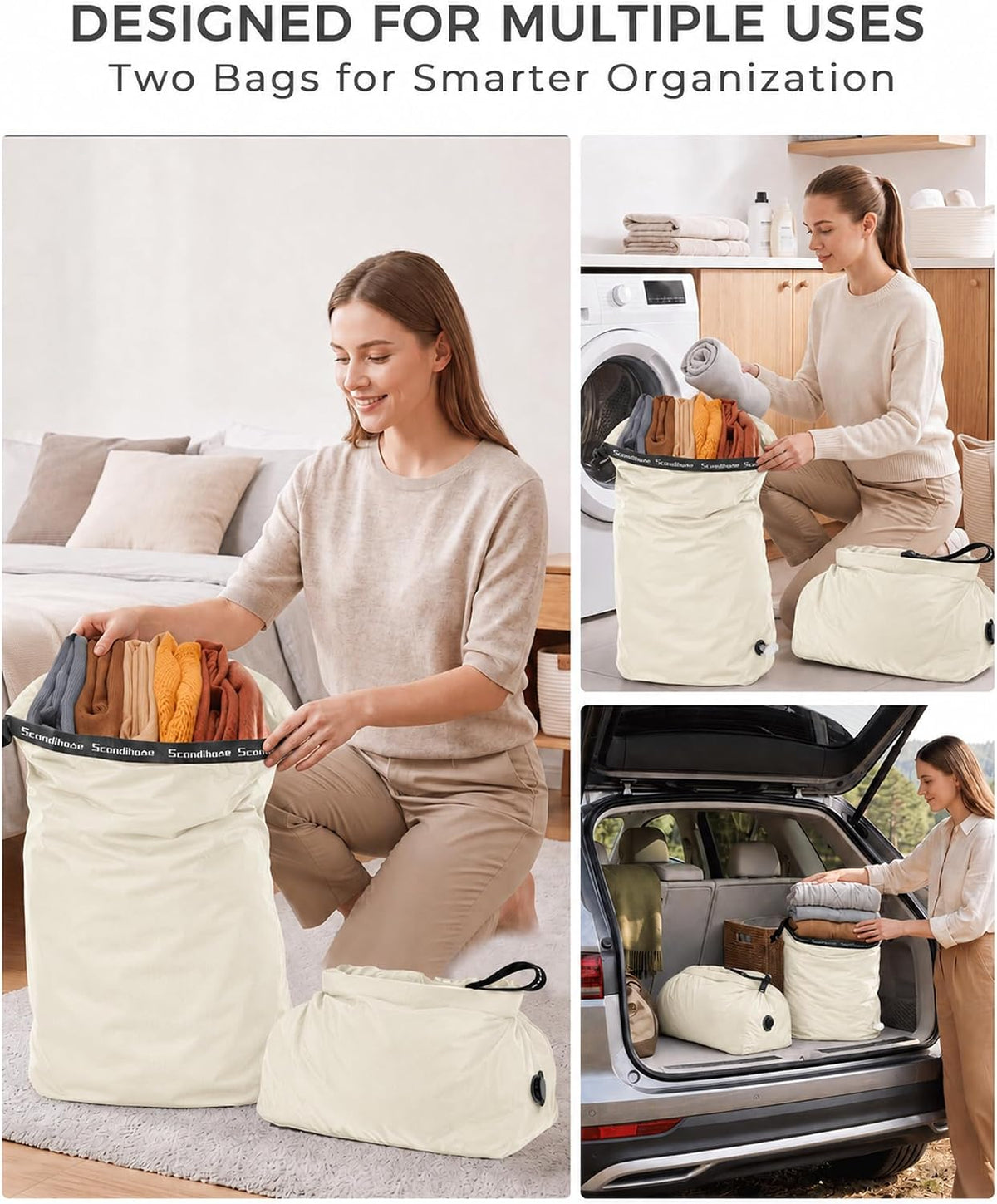Travel Compression Laundry Bag, Pump-Free Vacuum Space Saver Bag for Dirty Clothes, Reusable Waterproof Wet Dry Bag, Travel Laundry Bag for Luggage, Packing, Suitcase (1 Pcs)(Gray, L)