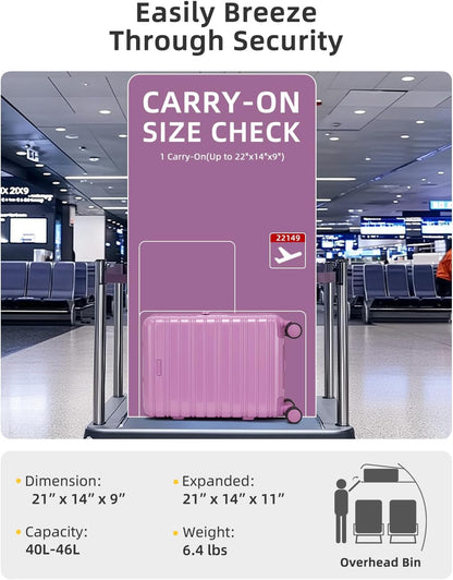 Carry On Luggage 22x14x9 Airline Approved, Suitcases with Wheels | Front Pocket 20Inch Expandable PC+ABS Carry-On Luggage | Front Open Luggage with Spinner Wheels for Women | TSA | Mocha